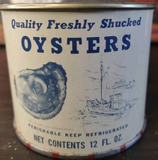 Vtg 12 Oz Freshly Shucked Port Mahon Oyster C...