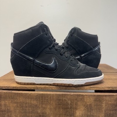 Nike Women Dunk Sky Hi Black/White GUM Hidden Wedge Sneakers Shoes US 
