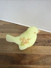 Vintage Fenton Satin/Custard Uranium Hand painted  Glass Bird