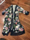 Peter alexander womens dressing gown robe size XL Blue floral 3/4 sleeve Light