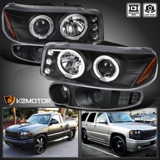Fits 2000-2006 Gmc Yukon Denali Black Led Halo Projector Headlightsbumper Lamps Fits 2000-2006 Gmc Yukon Denali Black Led Halo Projector Headlightsbumper Lamps