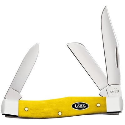 CASE XX KNIVES MEDIUM STOCKMANN - SMOOTH YELLOW BONE-BLACK CASE OVAL SHIELD 6303