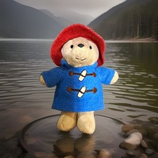Paddington Paddington Bear Beige Plush Stuffed Animal w/ Blue Coat  Red Hat
