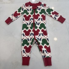 Disney Hanna Andersson Baby Zip Pajamas 3-6M Mickey Christmas Organic Cotton