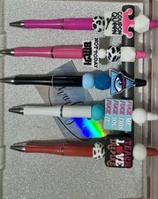 5 Pack Beaded Pens Bead Ballpoint Pens Fun Gift Black Ink
