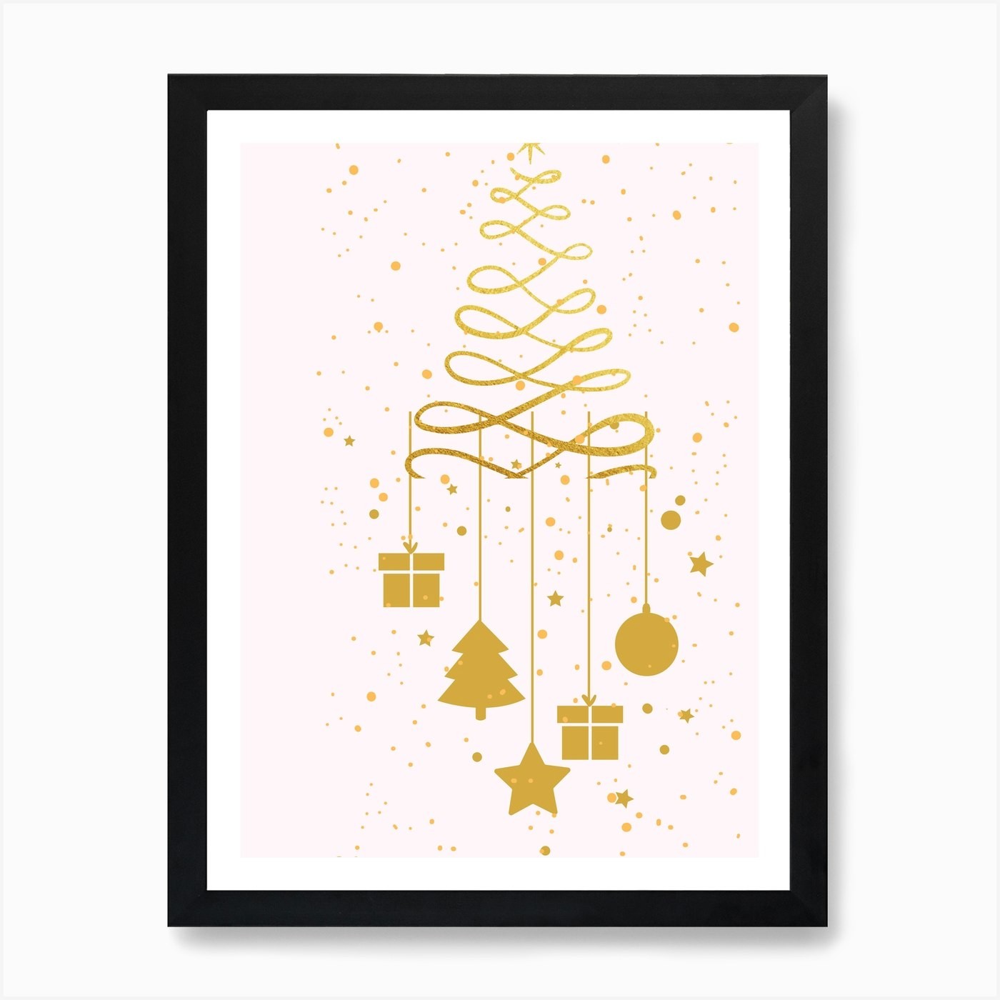 Holiday Tree Framed Wall Art Canvas Print Picture Poster