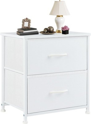 DUMOS 2-Drawer Nightstand, 20'' Tall Bedside Table for Bedroom, White