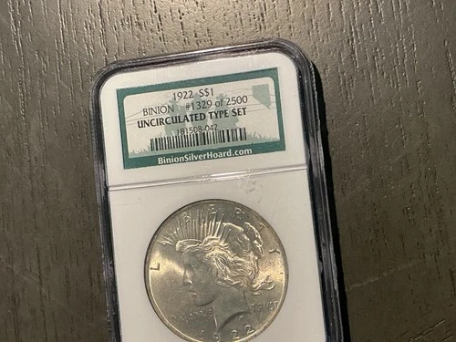 1922 Silver Peace Dollar Uncirculated Type Set Binion