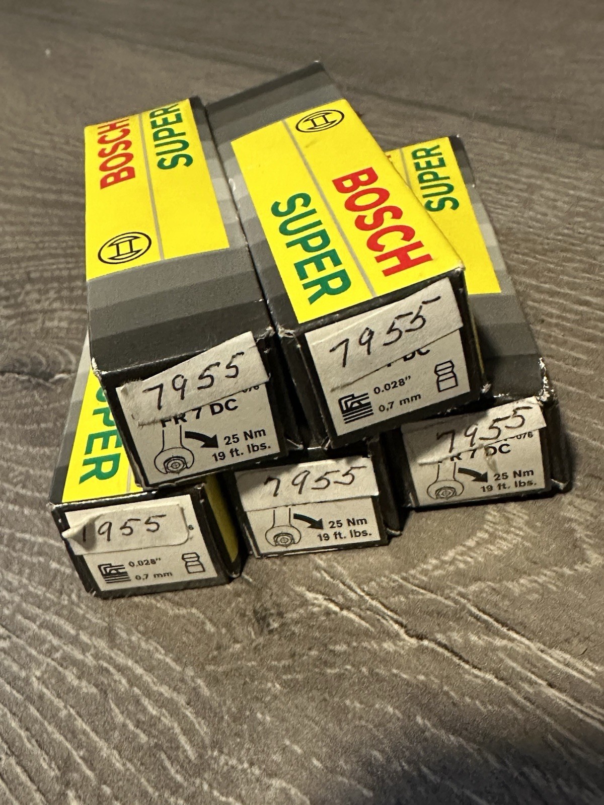 5 Bosch Super 7955 FR7DC Copper Core Nickel Spark Plugs NOS