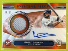 2024 Topps Pristine Riley Greene Pieces Auto Relics Orange /25 #PPAR-RG MEM