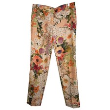 Tory Burch Harp Floral Print Jacquard Straight Leg Trouser Pants Size 6