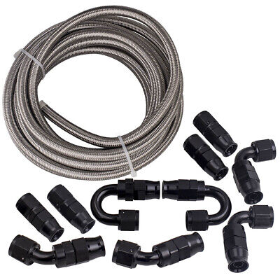 Stainless Steel PTFE Fuel Line Hose Kit 12FT 3.5 Metre PTFEAN8_KIT_XIAO TT Racing 8 AN-8 Swivel PTFE Fitting 