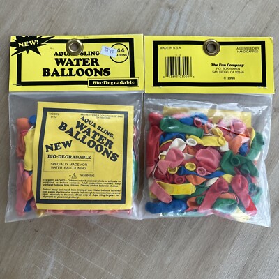 2 Packs Vintage Water Balloons By Aqua Sling Bio-Degradable 144 Ea Pack 1998