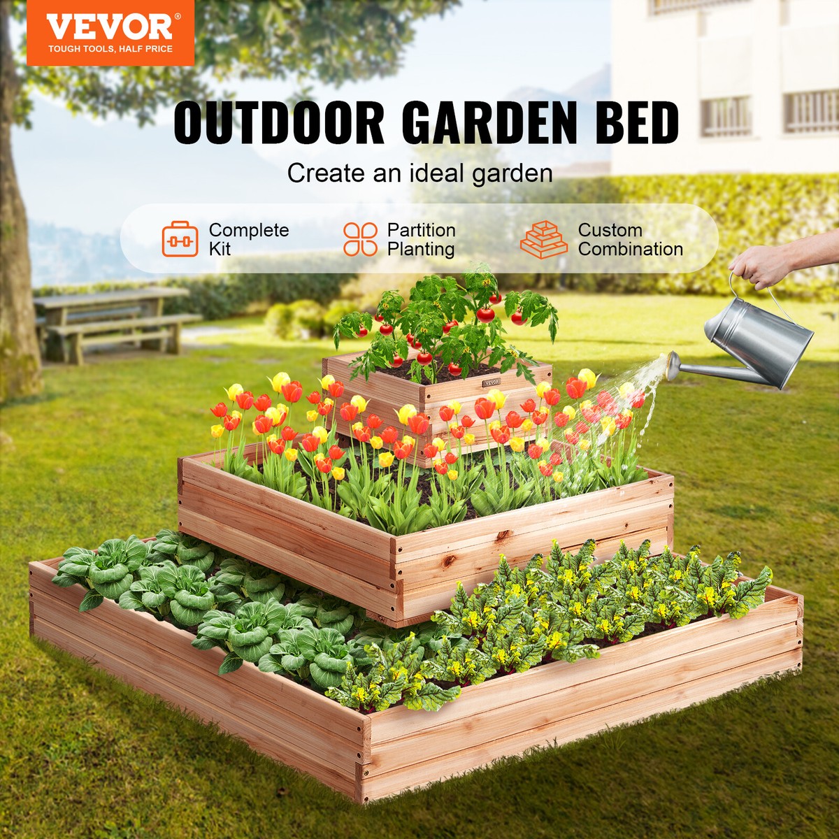 Lit surélevé de jardin 578x100x69 cm acier corten vidaXL | Leroy Merlin