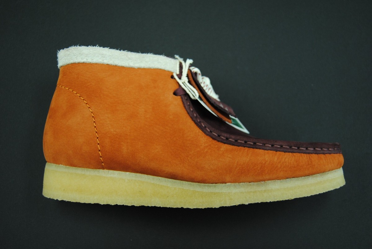 26168830] NEW MEN'S CLARKS WALLABEE BOOTS DARK ORANGE COMBI SUEDE