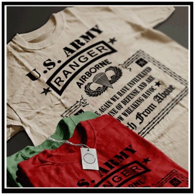 Airborne t-shirt military army special ops ranger combat infantryman assault tee