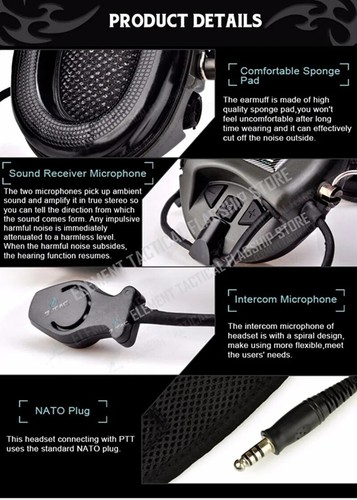 Casque Tactique TCI Liberator II Neckband Airsoft Réduction Bruit Casque - Photo 9/9