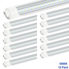 JESLED LED Tube Light Bulbs HO R17d T8 8FT 72W 7800LM 5000K Shop Light 12 Pack