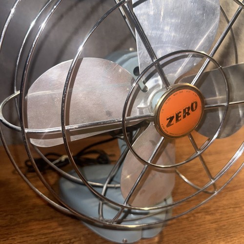 REAL! Vintage Green Blue ZERO Model 1265R Oscillating Fan NICE Working Great - Picture 17 of 24