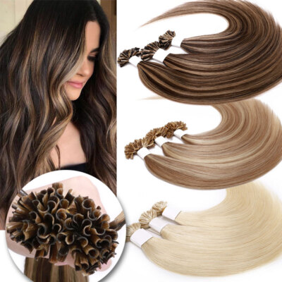 50cm U Tip Hair Extensions Echthaar Haarverlängerung Keratin Bonding 200Strähnen
