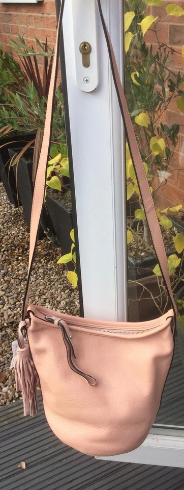 BNWT ZARA PINK real LEATHER & SUEDE BUCKET shoulder crossbody BAG. - Image 2 of 4