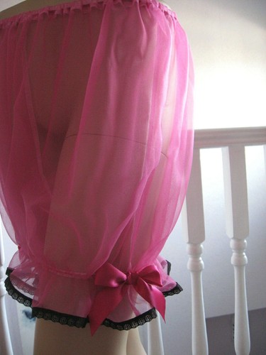black Nylon Pantaloons Knickers Sheer Sissy lace Adult bloomers Pants feminine - Picture 12 of 12