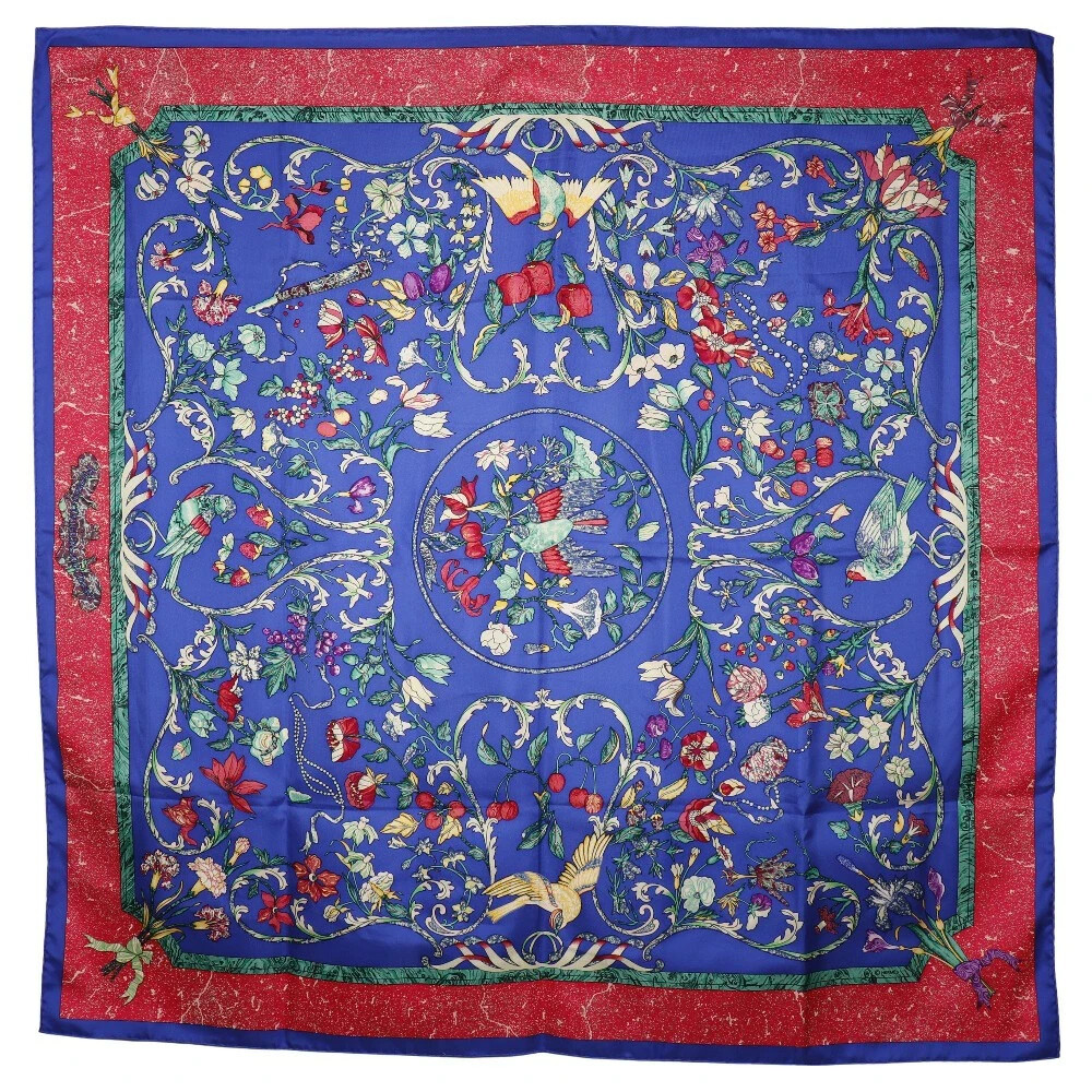 HERMES Carre 90 PIERRES D' ORIENT ET D' OCCIDENT Scarf Blue Auth