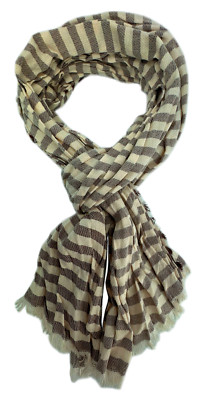 Cotton scarf women's scarf men's scarf crinkle look stripes brown summer unisex