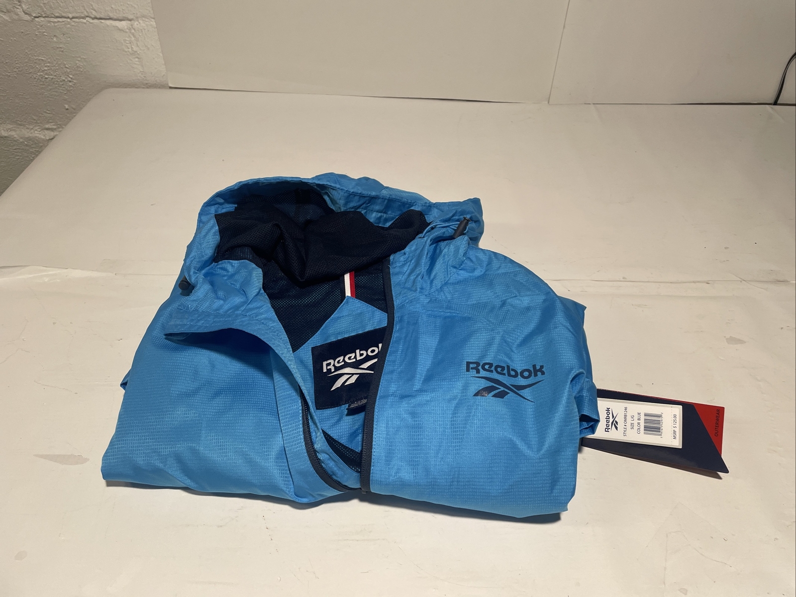 Reebok Jacket Windbreaker Men's Blue Outerwear Full Zip Hooded Golf New Large thumbnail 14