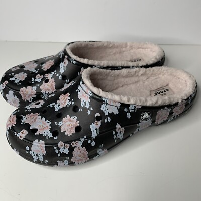 Crocs Floral Freesail Faux Fur Lined Comfort Clog Womens Size 11  Lightweight