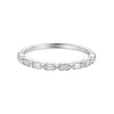 14K White Gold Baguette Natural Diamond Milgrain Edge Wedding Band MZ5223