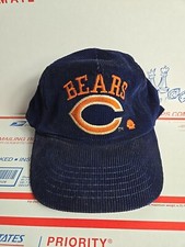 Vintage Chicago Bears Hat Mens Snapback Blue Corduroy Shell Gas 80s 90s NFL Logo