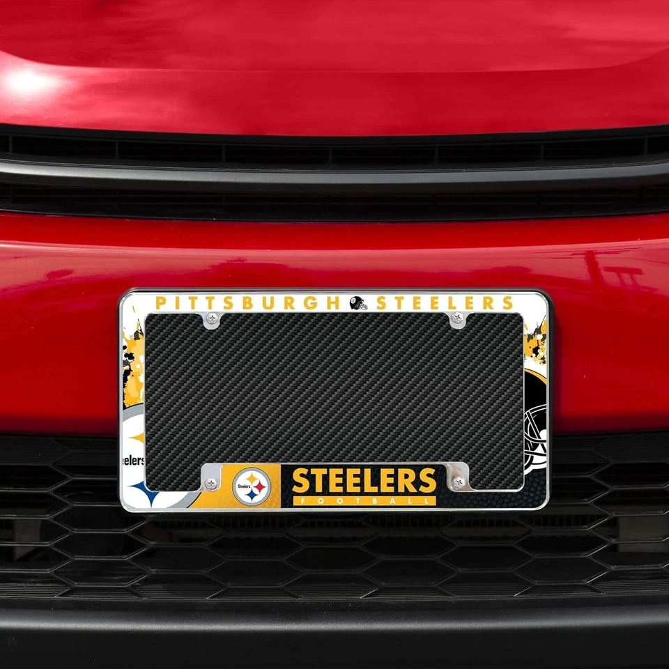 Pittsburgh Steelers NFL cromo marco de matrícula automático para automóvil/camión/SUV paquete de 2 Foto 2 de 3