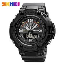 SKMEI Men's LED Digital Military Watch Silicone Band Large Dial Wristwatch