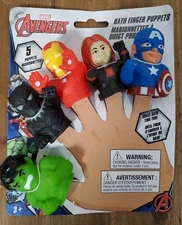 Marvel Avengers Hulk Ironman Captain America 5 Finger Bath Puppets NEW