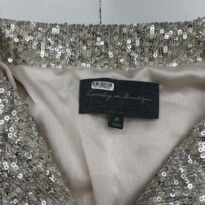 sunday in brooklyn sequin dress Sunday In Brooklyn Beige Sequin Mini Shirt Dress Women's Size Medium