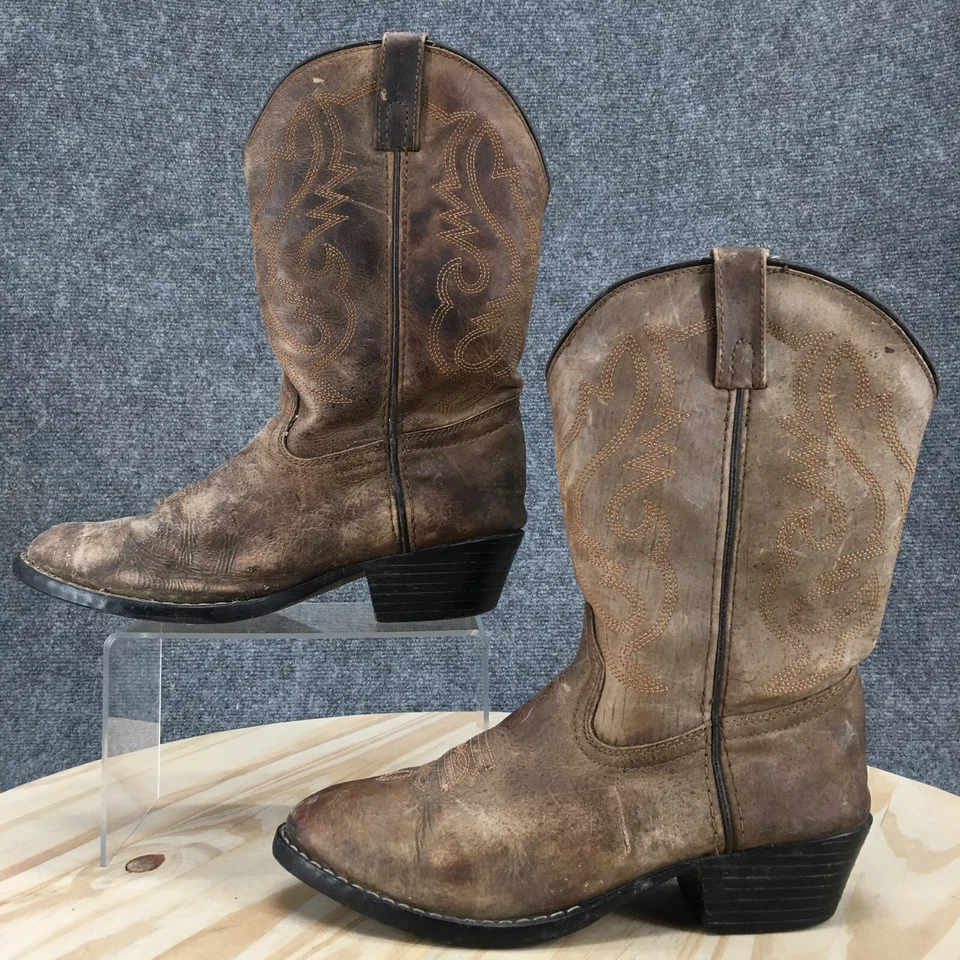 Smoky Mountain Cowboy Boots Womens 6D Western Mid Calf 3034 Brown Leather Heeled - Image 2 of 4