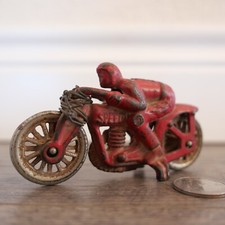 Antique Toy Cast Iron Pea Shooter Racer Hubley Motorcycle Red Speed