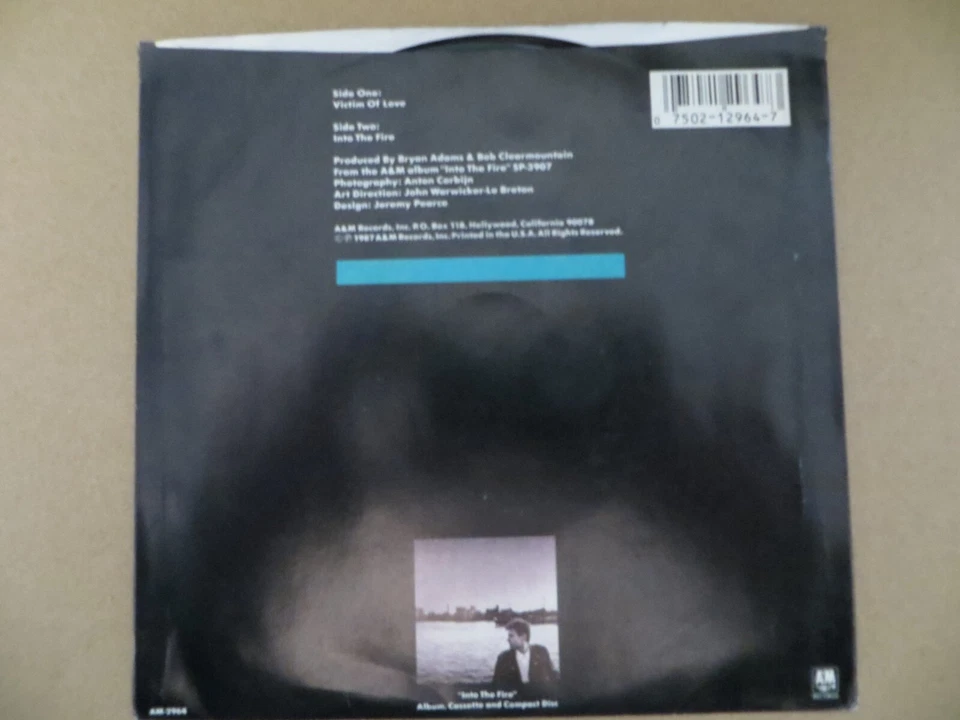 Bryan Adams – Victim Of Love - 1987 - A&M Records AM-2964 7" Single VG+/VG+ — 第 2/4 张图片