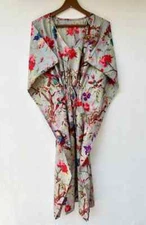 Indian Vintage 100% Cotton Long Beach Maxi Kaftan Dress One Size Caftan Kimono