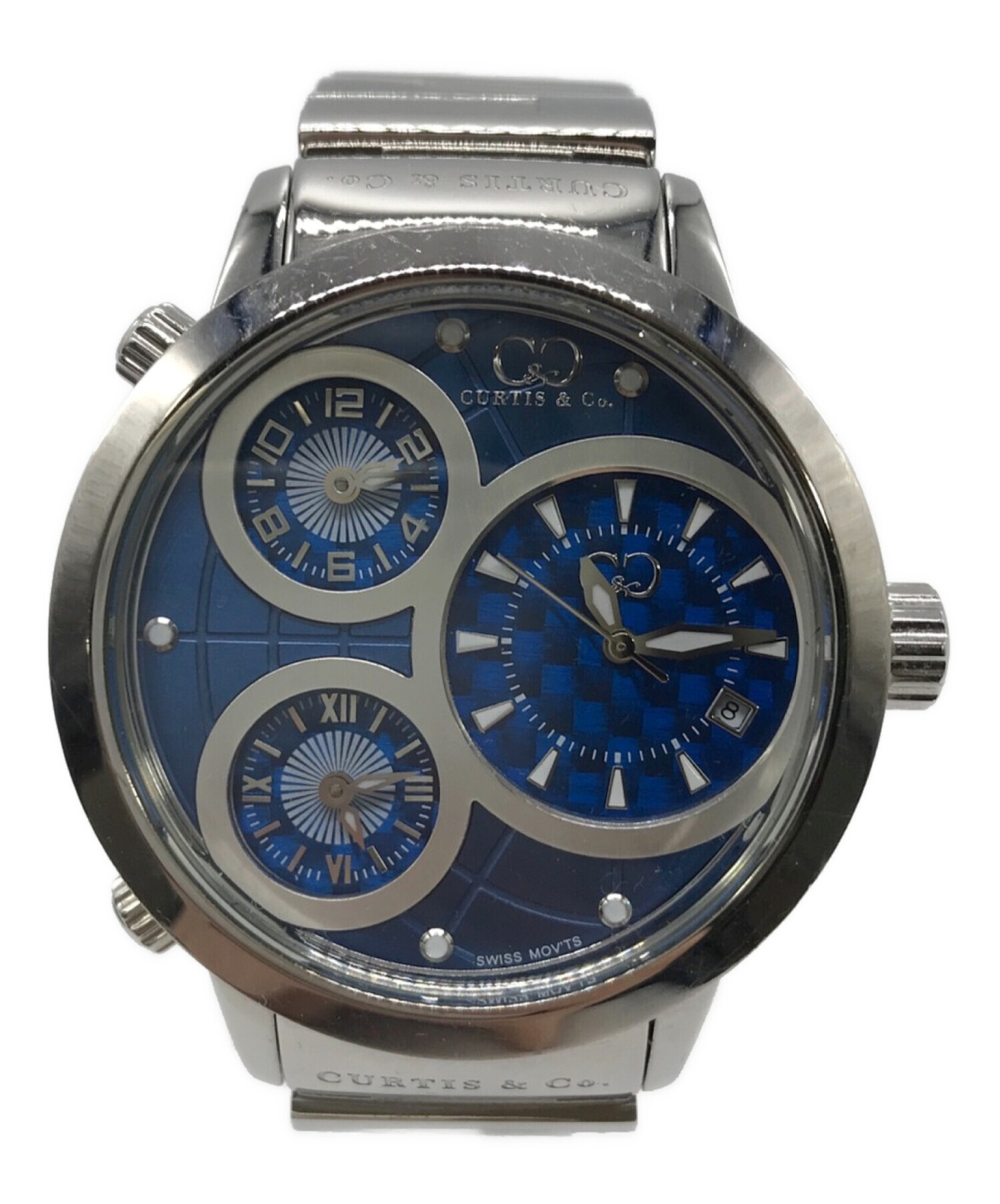 CURTIS&CO Big Time World 42mm 3 Time Zones Wristwatch From Japan