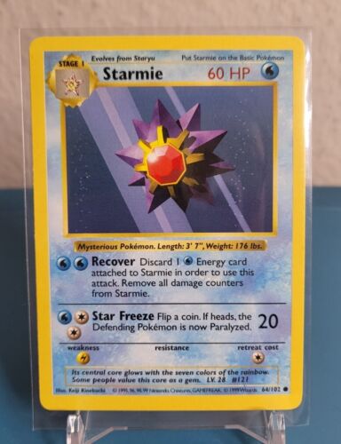 Pokemon - Starmie - Base Set Shadowless 64/102 - Common - NM - Picture 1 of 6