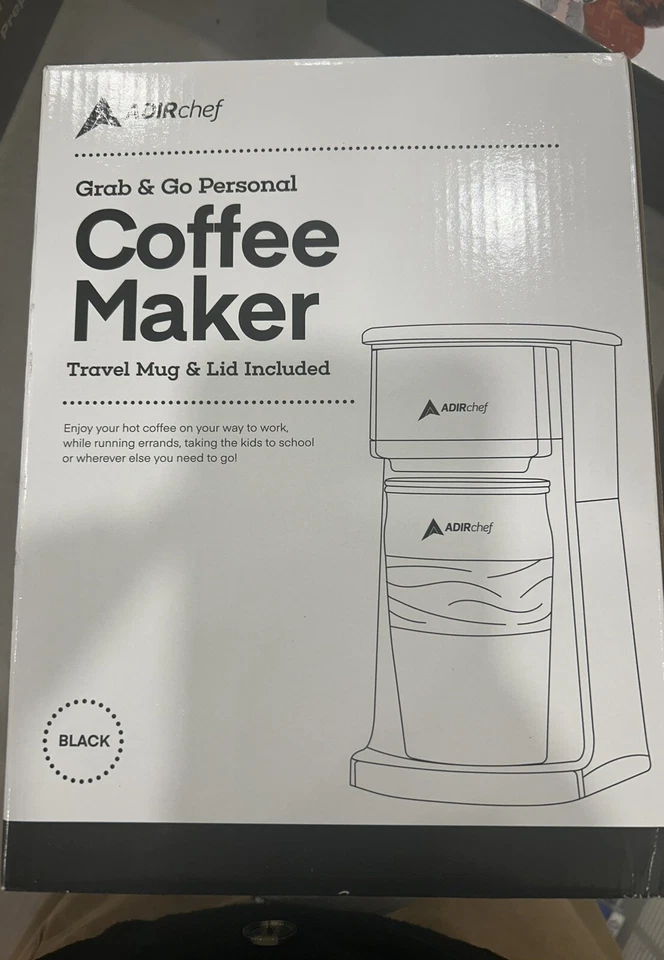 Персональная кофеварка ADIRchef 800-01-BLK Grab N' Go с дорожной кружкой 15 унций -... - Изображение 2 из 4