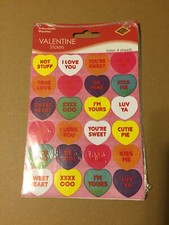 BEISTLE VALENTINE 'SWEETHEARTS CANDY' STICKERS 4 SHEETS 1998 NOS 