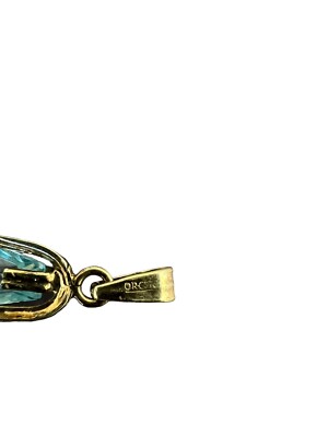 Pendentif Art Déco Oresto Vintage 1930 - Plaqué Or, Pierre Bleue, Occasion