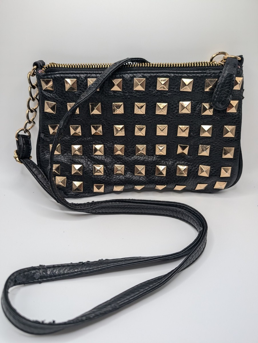Steve Madden Black Gold Studded Crossbody Purse