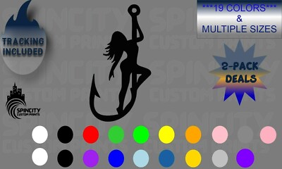 Hooker Car Window Vinyl Decal Funny Hook Fishing Truck Tackle Box Sticker NEW
