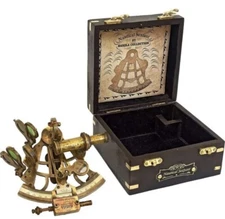 Hanzla Collection Nautical Navigational Instrument Brass Sextant Antique