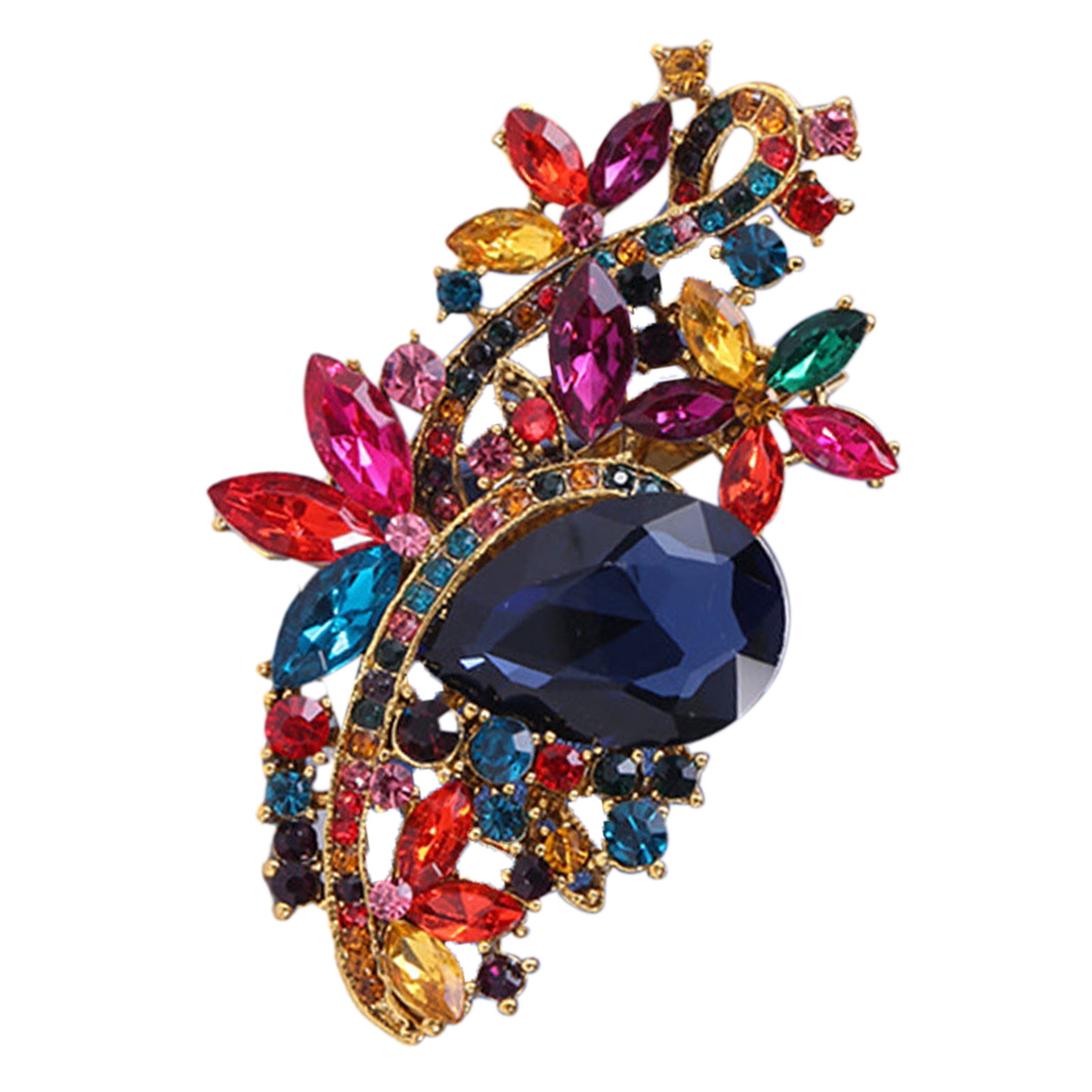 Cardigan Brooch Coat Brooch Waterdrop Flower Brooch Rhinestone Lapel for Sweater-image