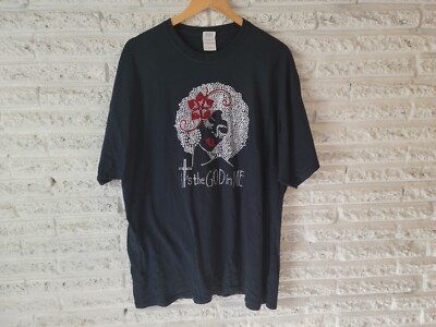 Gildan Goddess 2XL Black T-Shirt Rhinestone Graphic Tee Short Sleeve Cotton